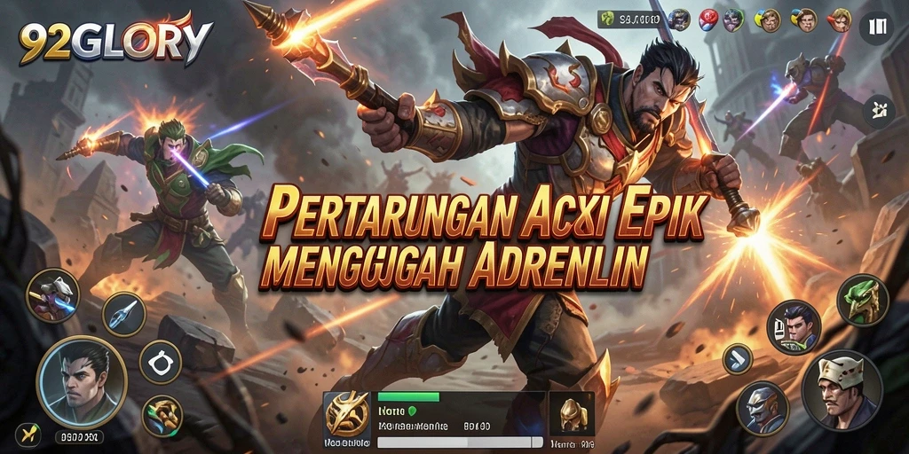 Screenshot menampilkan aksi mendebarkan dalam pertarungan 92GLORY.