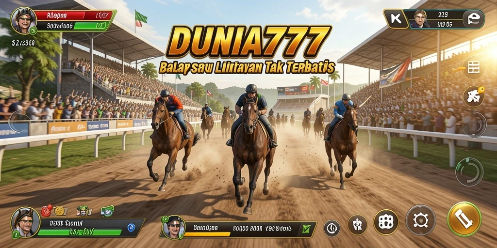 Screenshot gameplay DUNIA777 menampilkan aksi balapan yang mendebarkan.
