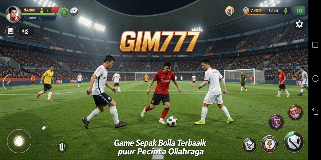 Screenshot gameplay GIM777 menampilkan aksi seru sepak bola.