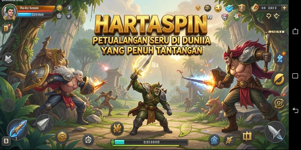 Screenshot gameplay HARTASPIN menampilkan petualangan yang mendebarkan.