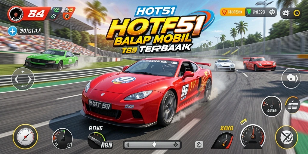 Tampilan gameplay intens dari permainan balap HOT51.