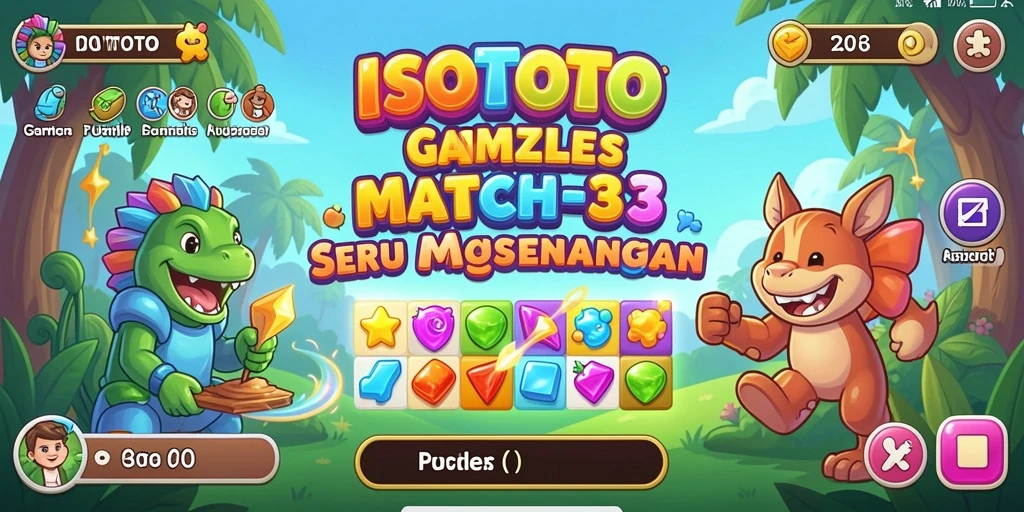 Tampilan seru gameplay Match-3 di ISOTOTO.