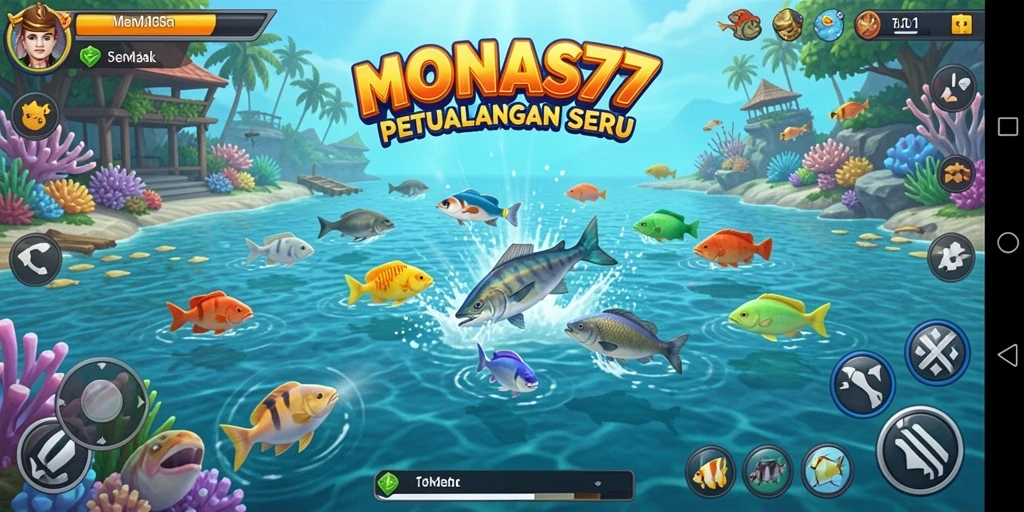 Gameplay seru Tembak Ikan di MONAS77 menunjukkan aksi menembak yang menyenangkan.