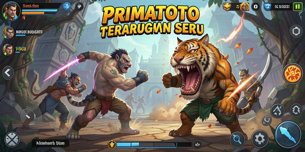 Tampilan pertarungan seru di PRIMATOTO dengan grafik menawan.
