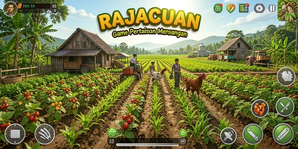 Screenshot gameplay RAJACUAN yang menampilkan aktivitas bertani yang menarik.