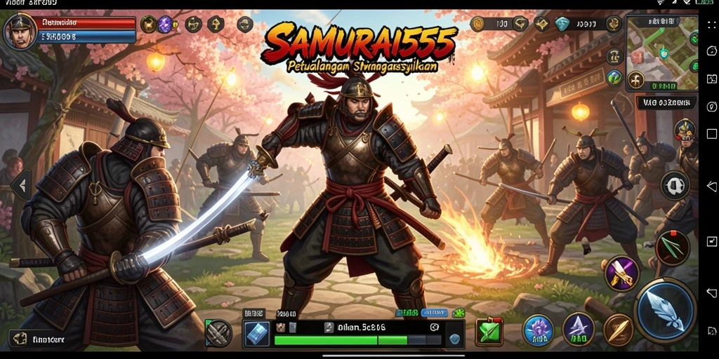 Tangkapan layar gameplay SAMURAI555 yang mendebarkan.