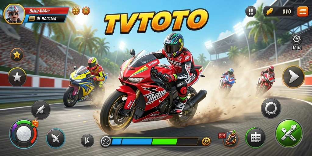 Gameplay seru dan menantang dari TVTOTO di balapan motor.